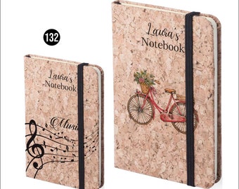 A5 size notebook, ecological cork, music designs, you like to write songs, create your musical notes