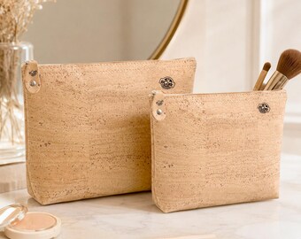 Natural Cork Cosmetic Bag, Wash Bag, Toiletry Travel Pouch, Makeup Organizer, Two Sizes