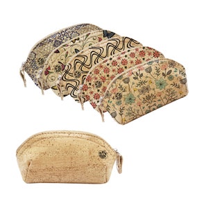 Mini étui de maquillage avec motifs en cuir de liège, étui en liège fleur, petit étui végétalien