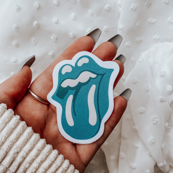 Teal Rolling Stones Sticker ⋒ cute sticker , blue sticker , pretty sticker