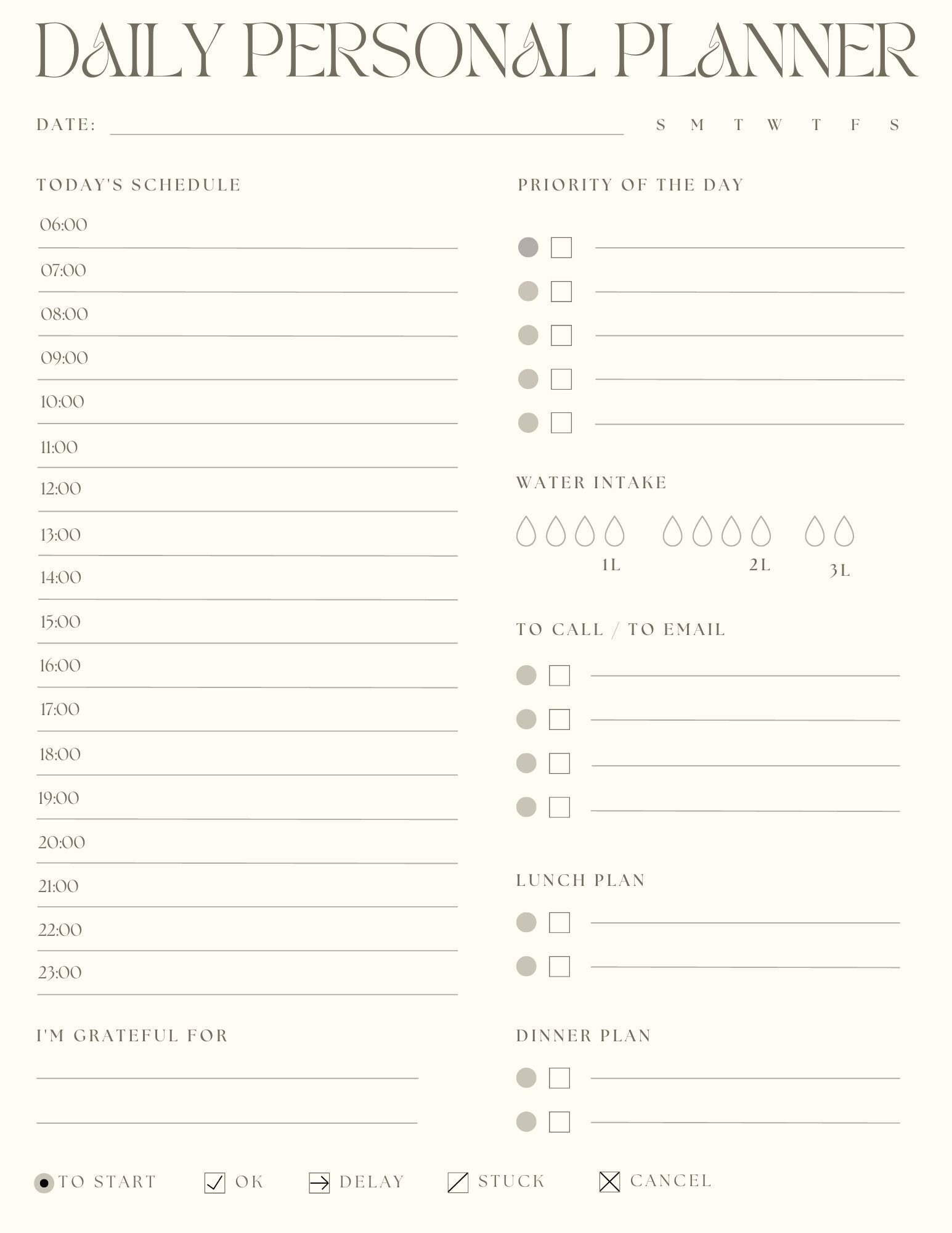 Personal Planner, Digital Download, Daily Planner, Instant Download