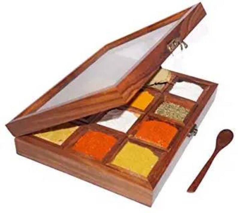Sheesham Wood Spice Box Container Spice Box with fiber Etsy
