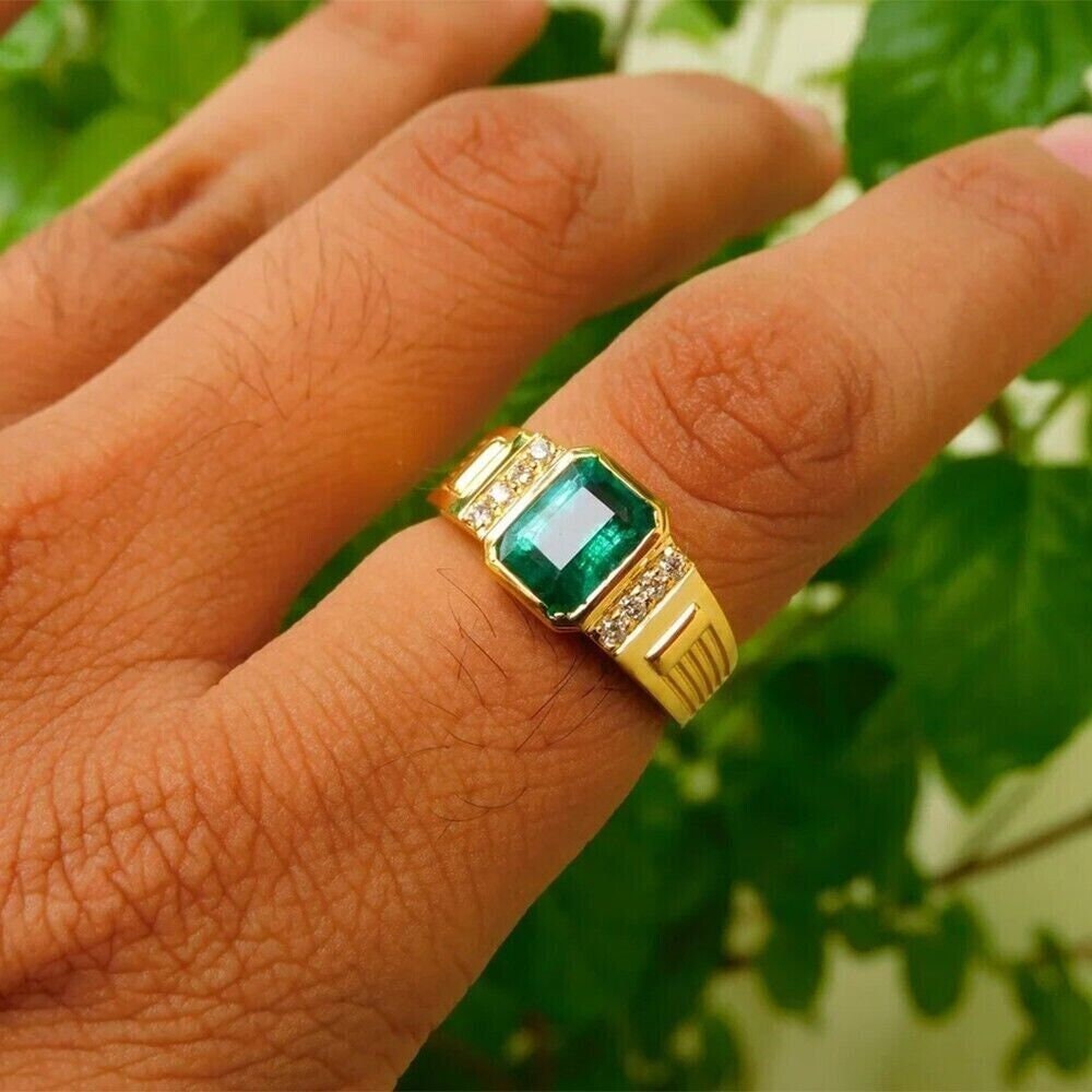 Emerald Zambian - Unique Design 925 Silver Ring Luxury - Handmade Ring