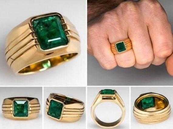 Buy CEYLONMINE Emerald RIng With natural Panna Stone Stone Emerald Gold  Plated Ring Online at Best Prices in India - JioMart.