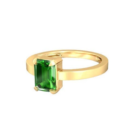 Dainty Oval Four Prong Emerald Solitaire Ring (0.75cts.) A Quality