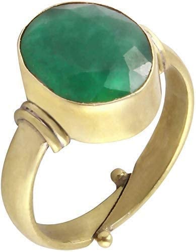 LMDPRAJAPATIS 8.00 Ratti Natural Emerald Ring (Natural Panna/Panna stone  Gold Ring) Original Gemstone Adjustable Ring : Amazon.in: Fashion
