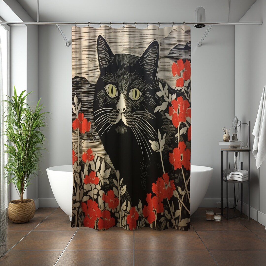 Unique Shower Curtain With Cat Designs Cat Themed Shower Curtains Fun