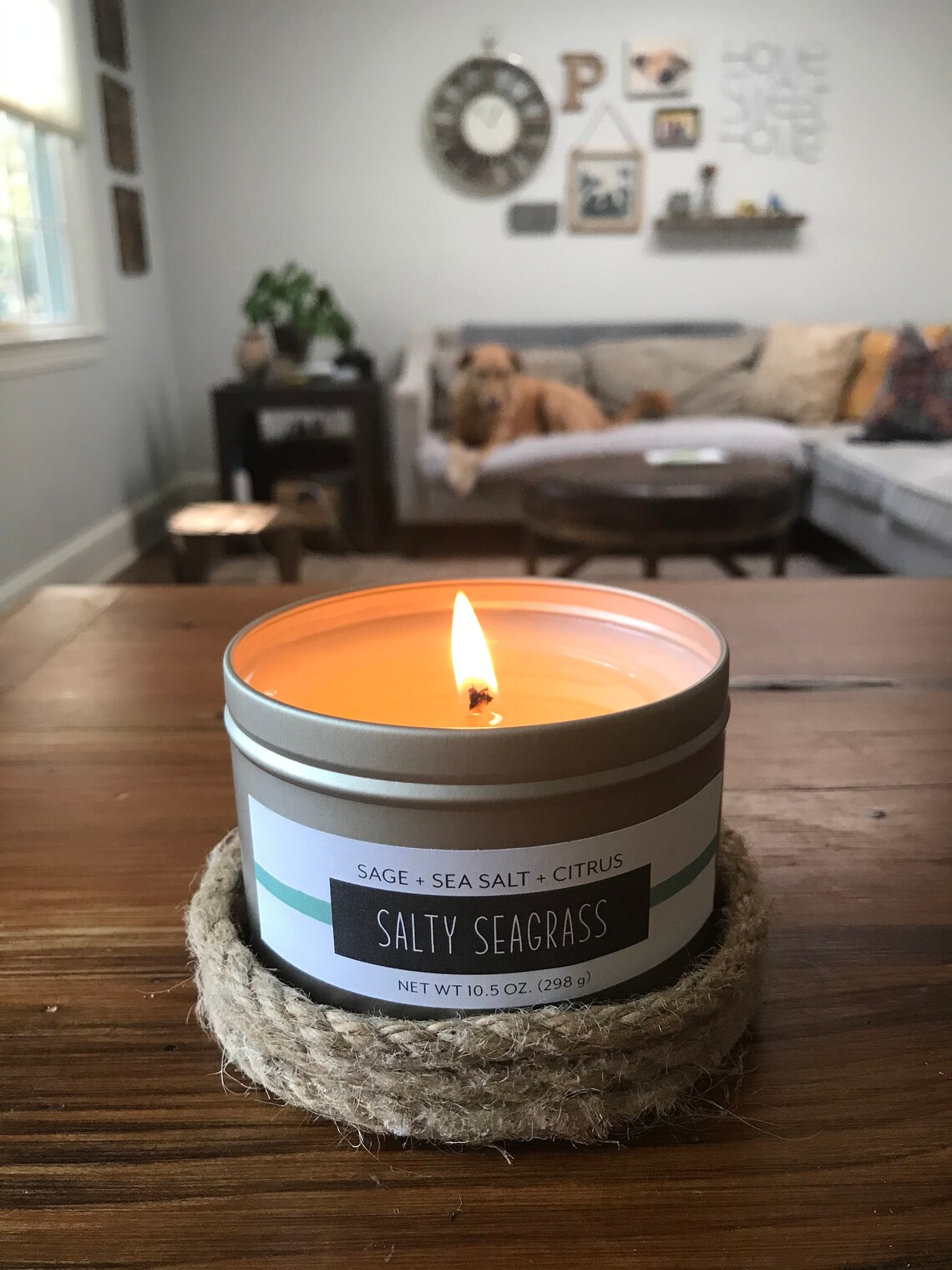 Salty Seagrass Scented Candle Sage and Sea Salt Candle Soy Etsy UK
