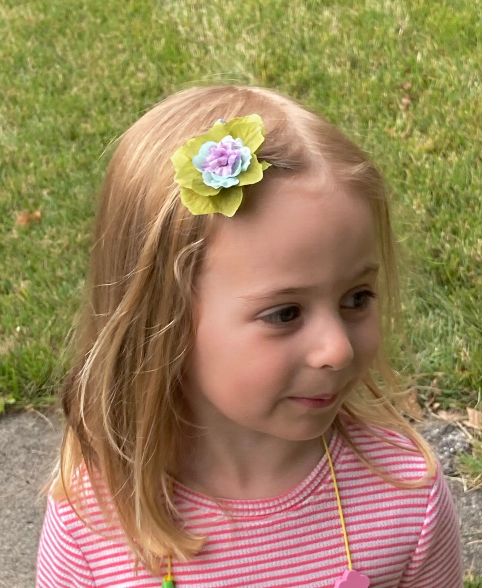 Green flower hair clips little girl hair clips statement Etsy