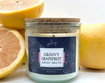 Groovy Grapefruit scented candle | grapefruit candle | soy blend candle | small batch candles