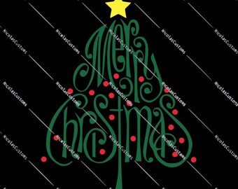 Merry Christmas Tree  SVG / PNG Cut File