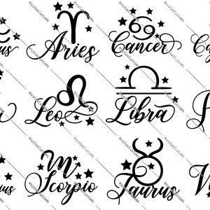 Zodiac Star Sign Names Bundle SVG / PNG Cut File | Etsy