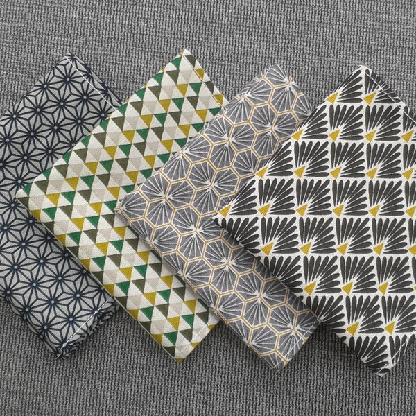 Handkerchiefs in assorted gray green cotton fabric