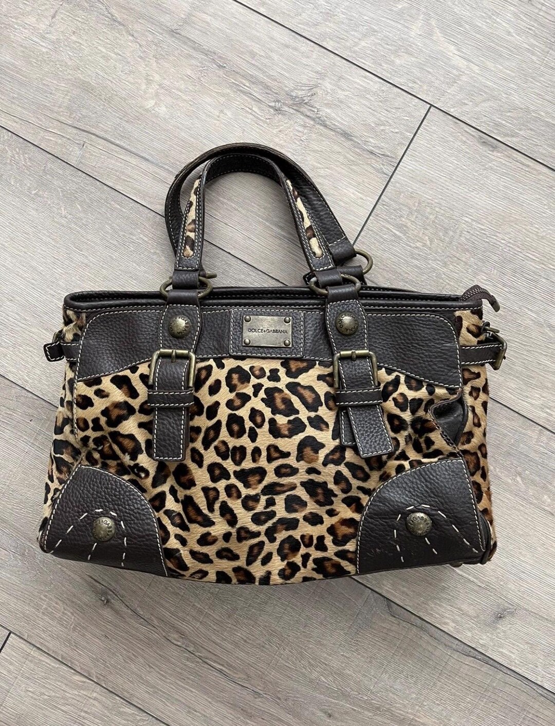 Dolce & Gabbana Black Leopard Print Reversible Bag Shoulder Strap main image 1