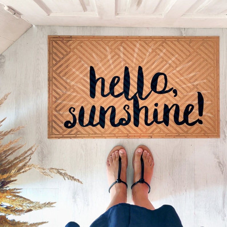 Hello Sunshine Doormat Sun Front Door Mat Funny Door Mat Etsy