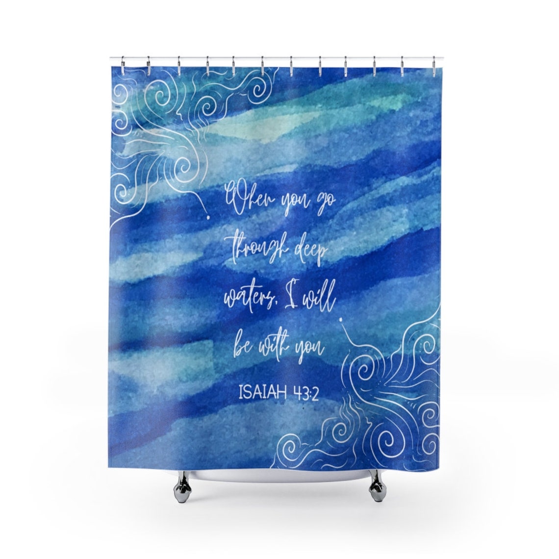Deep Waters Bible Verse Shower Curtain Scripture Verse Shower Etsy