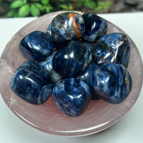 High Quality Sodalite Tumble | Dark Blue Sodalite | Peach Sodalite