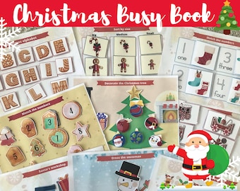 Christmas Toddler Busy Book/ Christmas Quiet Book / Christmas Activity Worksheets / Christmas printables / Preschool worksheets