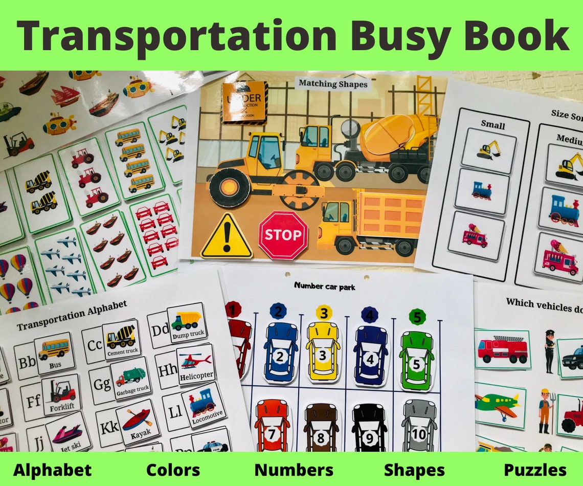 Printable Things That Go Busy Book / Vehicles Worksheet for Toddlers ...