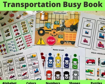 Printable Things That Go Busy Book / Vehicles Worksheet for Toddlers / Transportation Busy Book / Preschool Learning /Construction Vehicles
