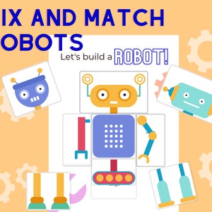 Mix and Match Robots Activity Pages for Toddler / Robots Activity Worksheets / Robots Worksheets for Busy Book / Digital Download