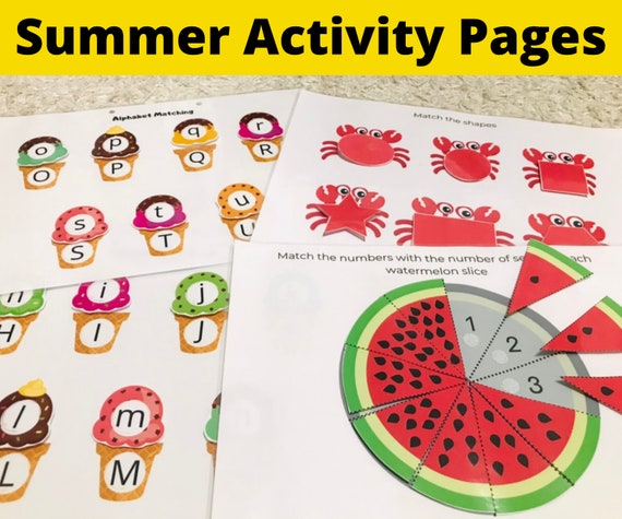 Printable Summer Busy Book / Summer Worksheet for Toddlers
