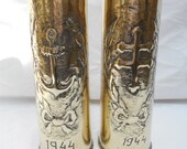 Pair of WW2 Trench Art Brass 25 Pr British Artillery Shell Casings