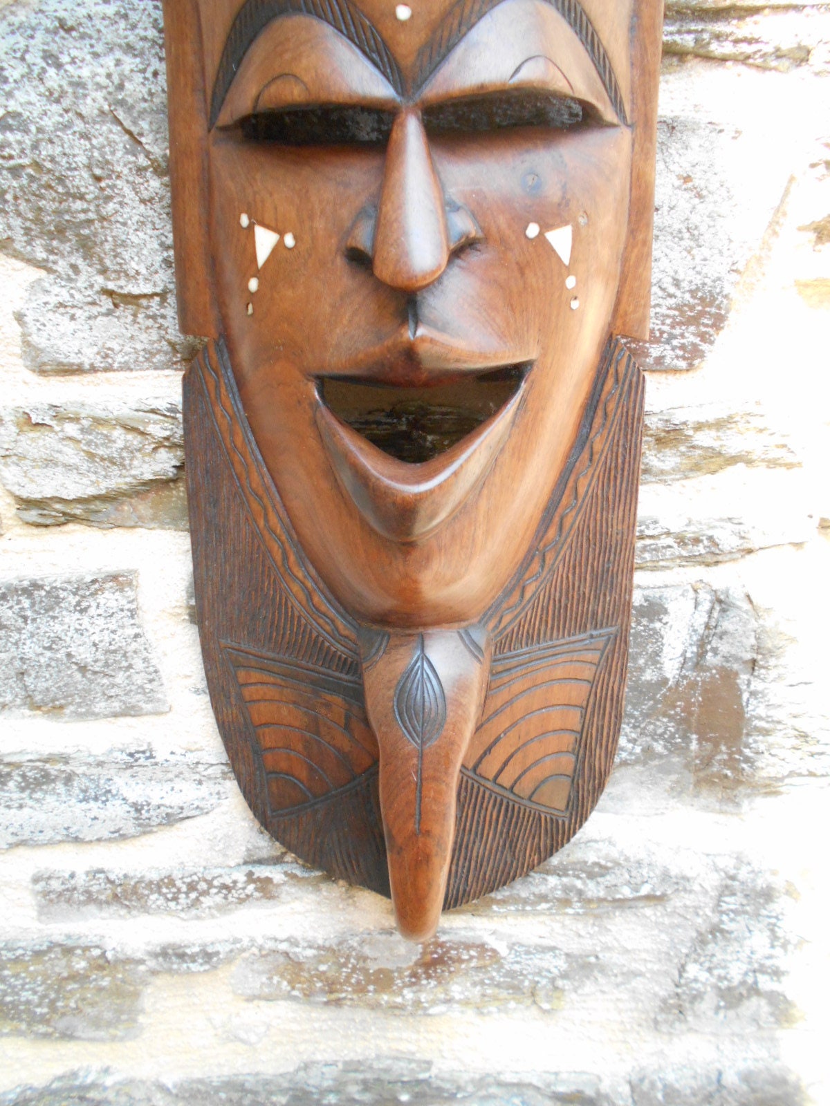 Vintage Carved African Face Mask Wall Art, Decorative Africantribal Art