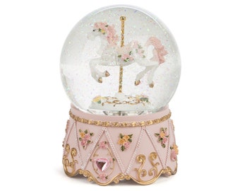 Carousel Horse Snow globe | Musical Carousel | Music Box | Nursery Gift, New Baby Gift, Christening, Baptism, Carousel, Christmas, Newborn