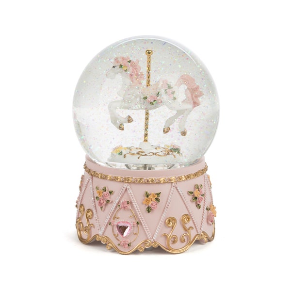 Carousel Horse Snow globe | Musical Carousel | Music Box | Nursery Gift, New Baby Gift, Christening, Baptism, Carousel, Christmas, Newborn