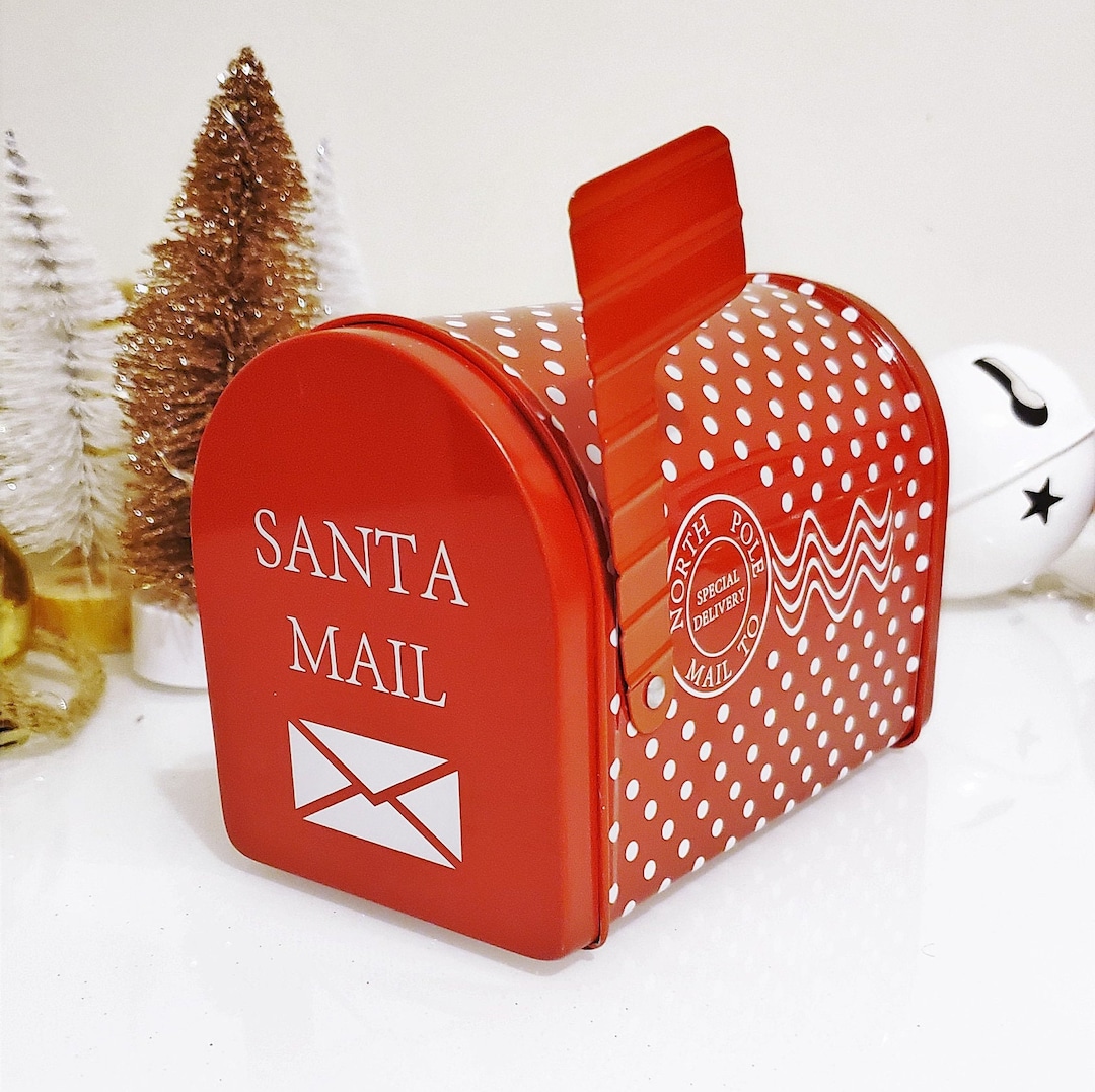 Personalised Mini Santa Letter Box Santa Mailbox, Tin Christmas Decoration, Christmas Mailbox