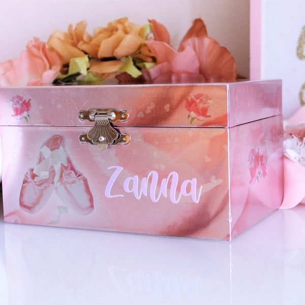 Ballerina Personalised Musical Jewelry Box | Ballerina Music box | Carousel Girl, nursery decor, Pink personalised music box, Christmas Gift