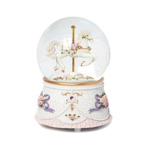 Classic carousel Horse Snow globe | Musical Carousel | Music Box | Nursery Gift, New Baby Gift, Christening, Baptism, Christmas, Newborn