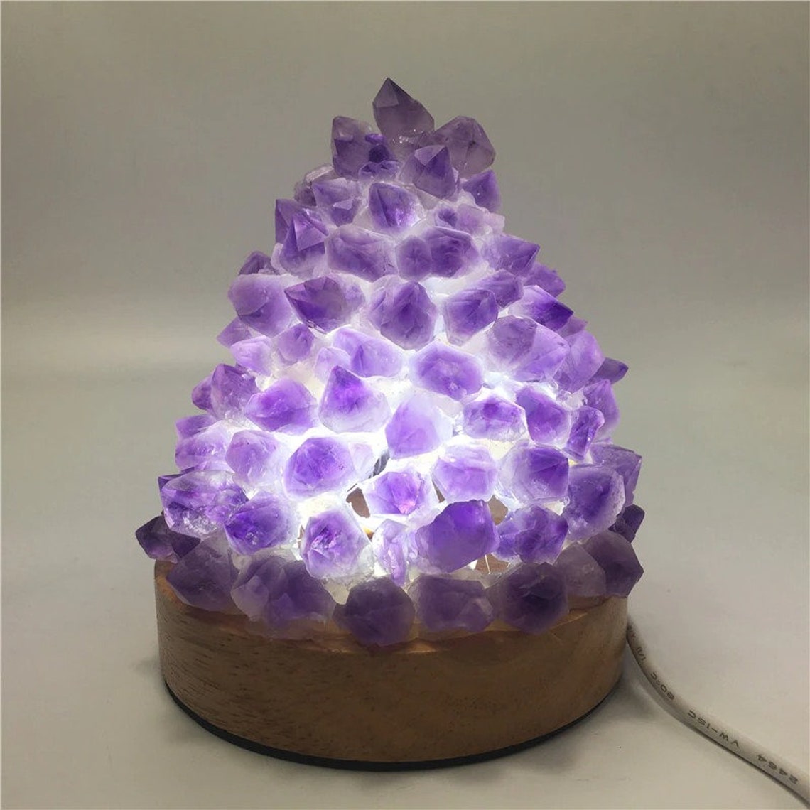 Crystal gemstone lamp meditation Natural amethyst quartz Etsy