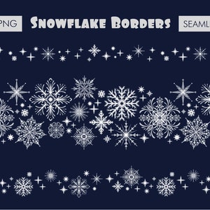 Schneeflocke Rahmen Png Clipart, Winter digitale nahtlose Rahmen und Gefrorene nahtlose Datei Weihnachtscliparts digitaler Download kostenlos kommerzielle Nutzung