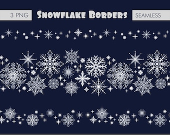 Snowflake border png clipart,Winter digital seamless border and Frozen seamless file christmas clipart digital download free commercial use
