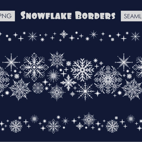 Snowflake border png clipart,Winter digital seamless border and Frozen seamless file christmas clipart digital download free commercial use