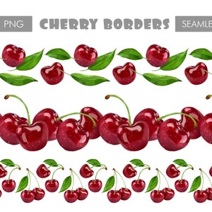 Cherry png border clipart digital download,Summer png seamless files commercial use,Cherry seamless border png for tumbler designs,scrapbook