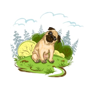 Custom cartoon dog portrait from photo digital download,watercolor personalized simple drawing,Customized pet memorial remembrance digital