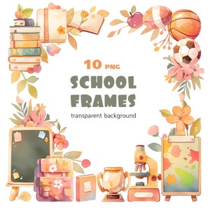 Fondo transparente de imágenes prediseñadas de borde de regreso a la escuela, marco de maestro clipart png corona descarga digital, uso comercial de niños lindos de la escuela