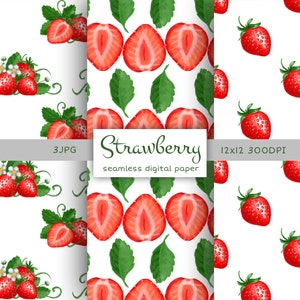 Strawberry digital paper and summer seamless pattern,berry digital scrapbook pattern paper seamless designs digital download commercial use