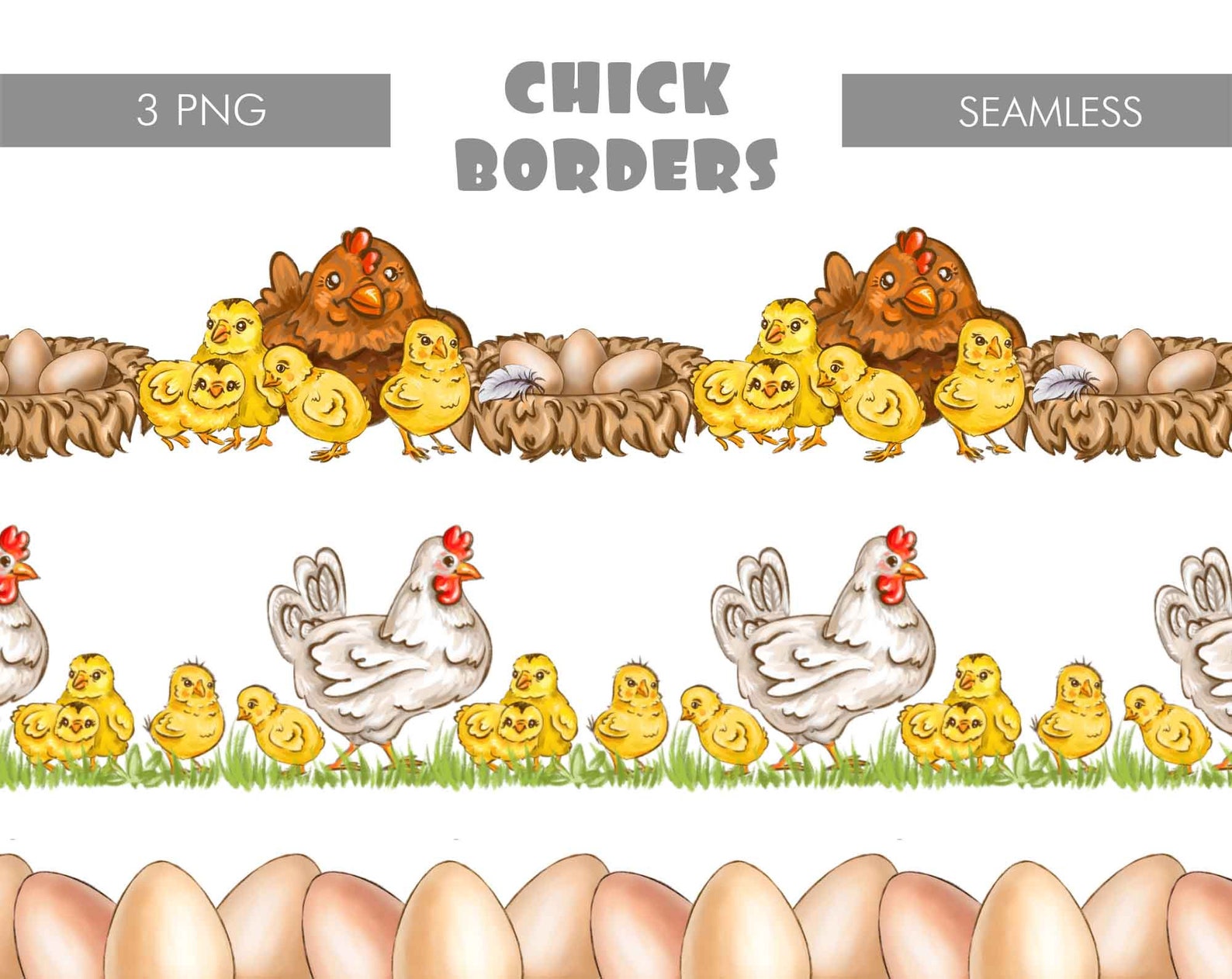 Chicken Border Clipart Png Digital Download,hen Seamless Border Files ...