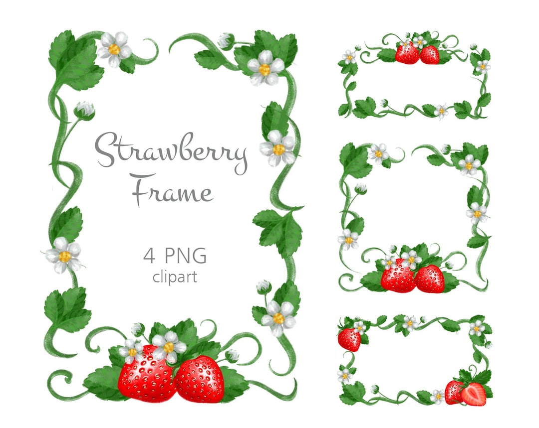 Strawberry Border Clipart Png Files Rectangle Digital Frames