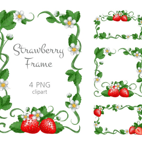 Strawberry border clipart png files Rectangle digital frames png graphic,Strawberry frame clipart digital download free commercial use