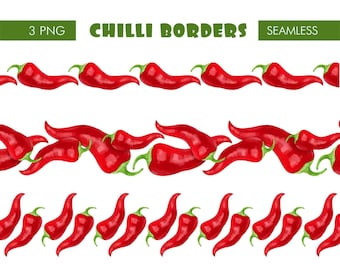 Chili Pepper border clipart png digital download,Red hot chili pepper seamless files,Chili png sublimation tumbler design commercial use