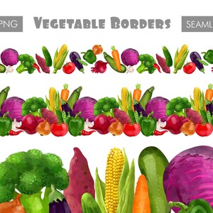 Vegetable digital file border png clipart commercial use,Vegetable seamless border digital download,Healthy food png Harvest border clipart