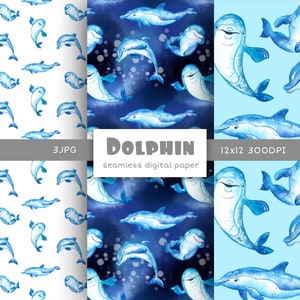 Delphin Digitales Papier Baby Junge nahtlos muster digital download,Nautisches druckbares Papier Unter dem Meer digitaler Hintergrund kommerzielle Nutzung