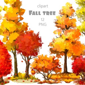 Herfst boom png clipart digitale download, Herfst bomen aquarel bos Graphics, Leuke boom Illustratie geïsoleerde png bestanden gratis commercieel gebruik
