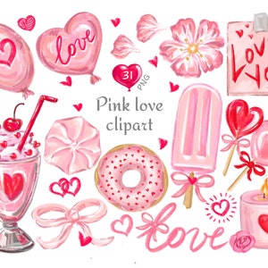 Valentine Png Clipart digitaler Download, Valentinstag Png-Dateien Liebe Clipart, süßes rosa Herz Png Valentinstag digitale Clipart Kommerzielle Nutzung