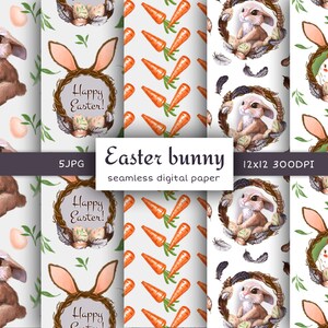 Happy Easter digital paper pack Easter bunny seamless pattern,Easter chicken eggs digital scrapbooking seamless files carrot printable paper